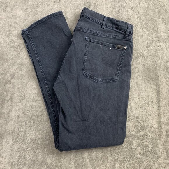 7 for all Mankind Slimmy Jeans Mens 40x31” Faded Blue Straight Leg Denim Stretch - Picture 1 of 16